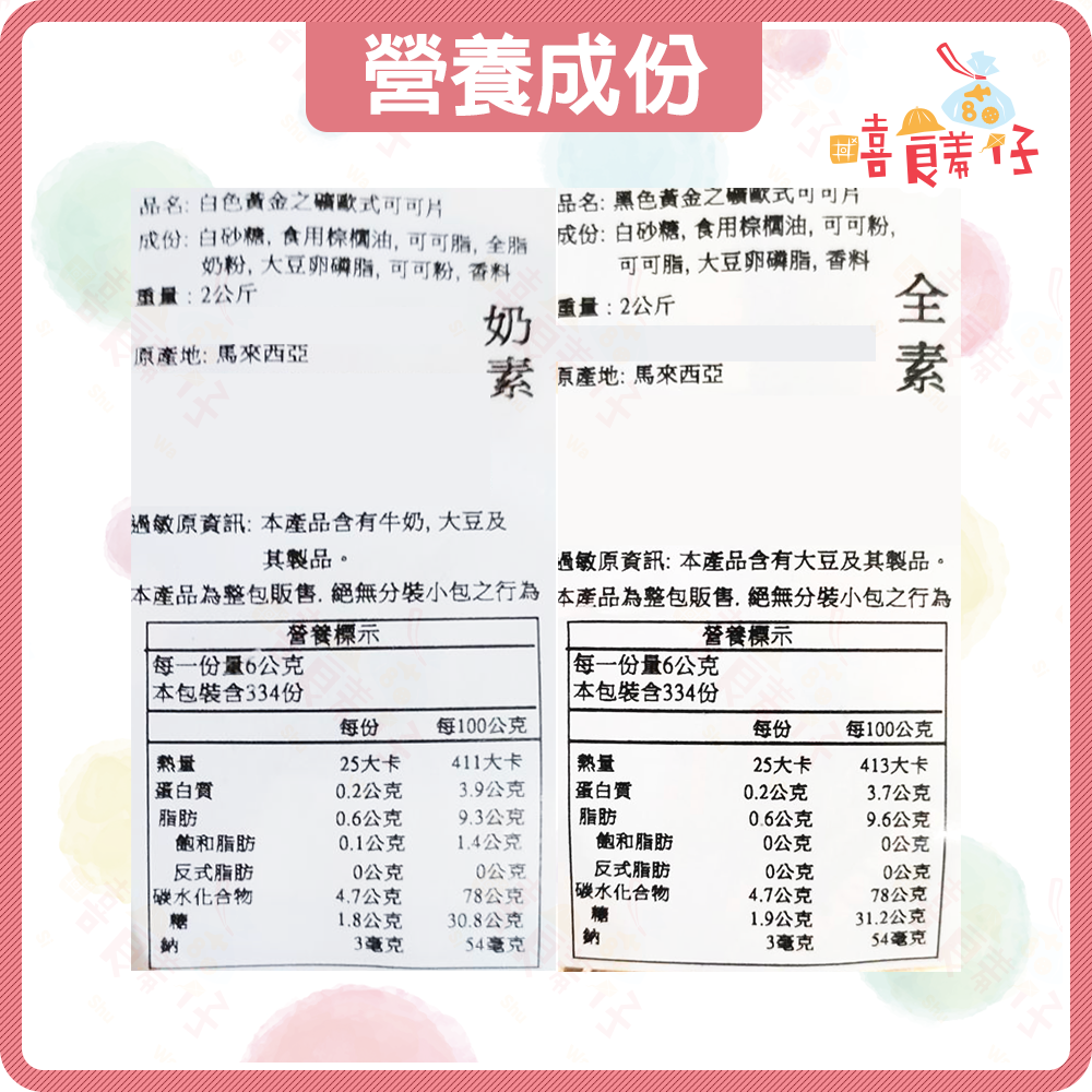 【嘻饈仔現貨】黃金之礦歐式可可片 白色金礦巧克力 黑色金礦巧克力 獨立包裝 可可片 巧克力 馬來西亞製 零食-細節圖6