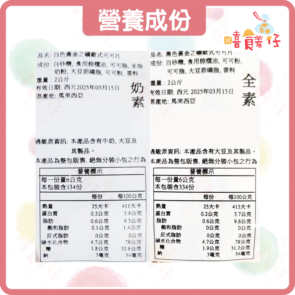 【嘻饈仔現貨】黃金之礦歐式可可片 白色金礦巧克力 黑色金礦巧克力 獨立包裝 可可片 巧克力 馬來西亞製 零食-細節圖6