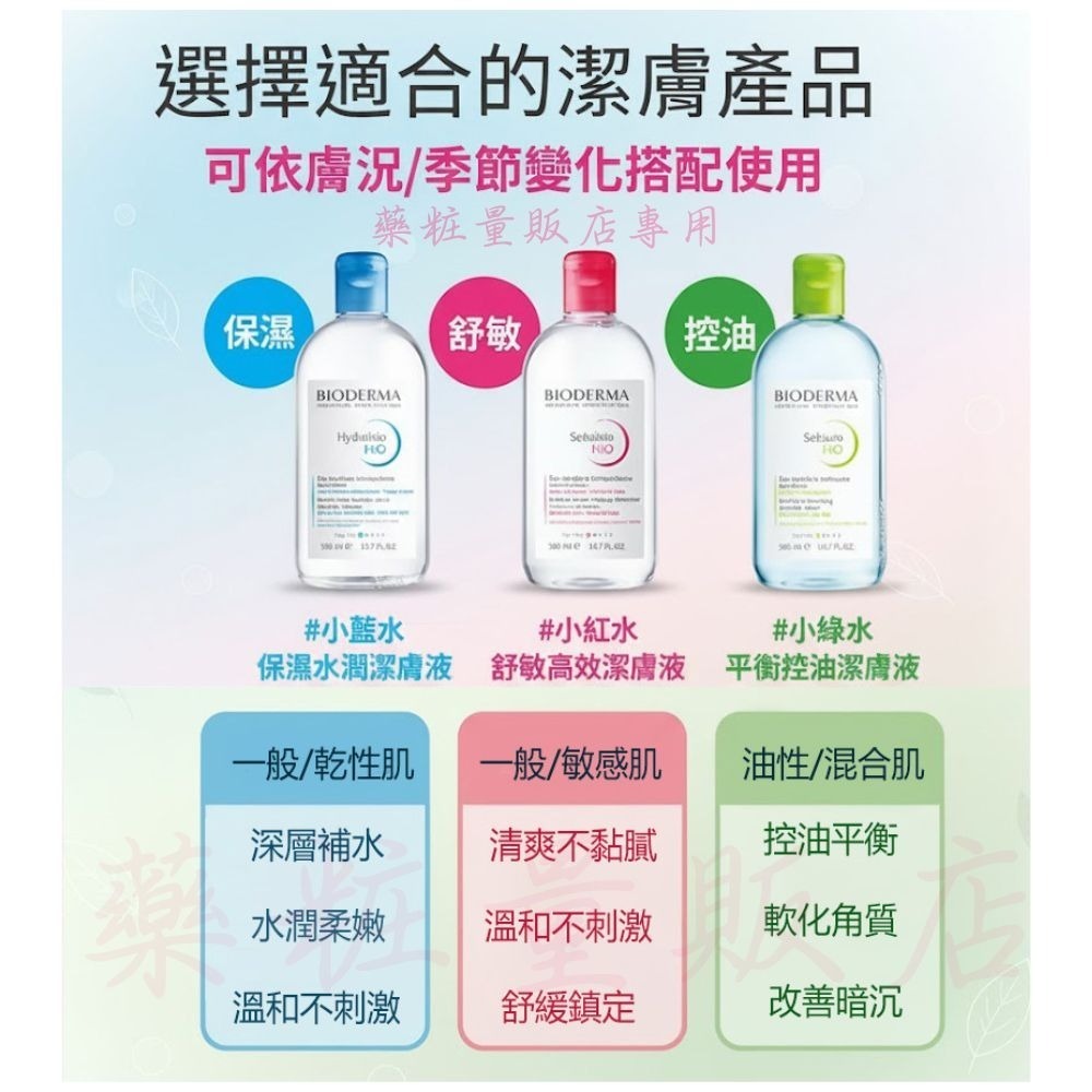 【BIODERMA】高效潔膚液 500ml/ 水潤/保濕/控油/敏感肌/乾肌潔膚液 500ml(卸妝水保濕清爽-細節圖2