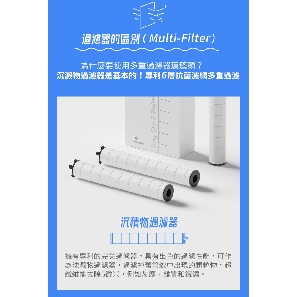 【韓國 DailyCha-E每日淨】Sediment Filter 淨澈手把濾芯1盒3入DSM-1(過濾雜質鏽水)-細節圖4