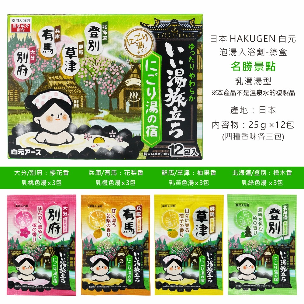 【日本白元溫泉泡澡粉】HAKUGEN EARTH 泡湯入浴劑 名勝旅遊景點 25g 泡澡粉 溫泉-細節圖2
