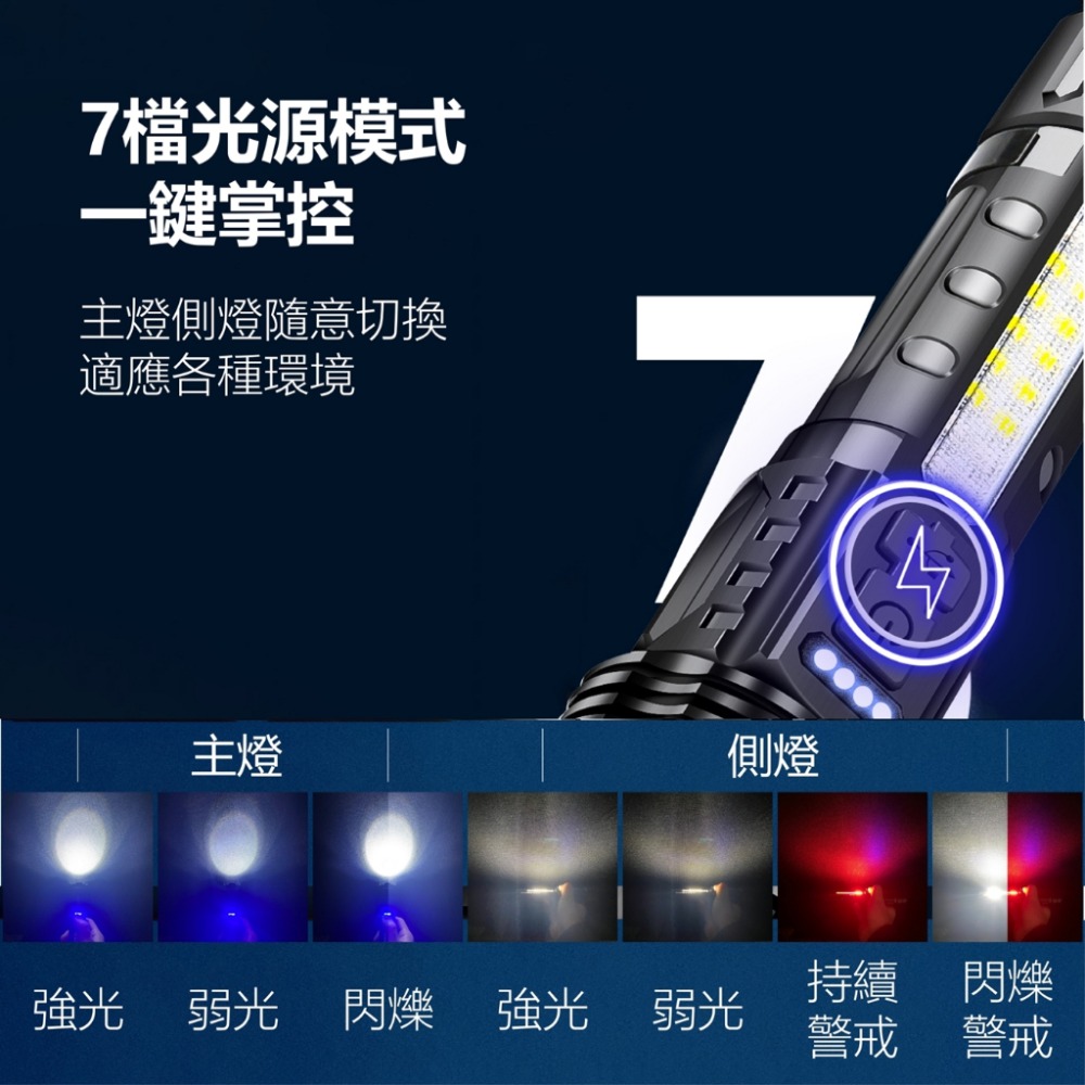A76 XHP50 充電手電筒 7檔 強光手電筒 照明燈 P50充電手電筒 L2 T6閃邊 P50手電筒 XHP50-細節圖10
