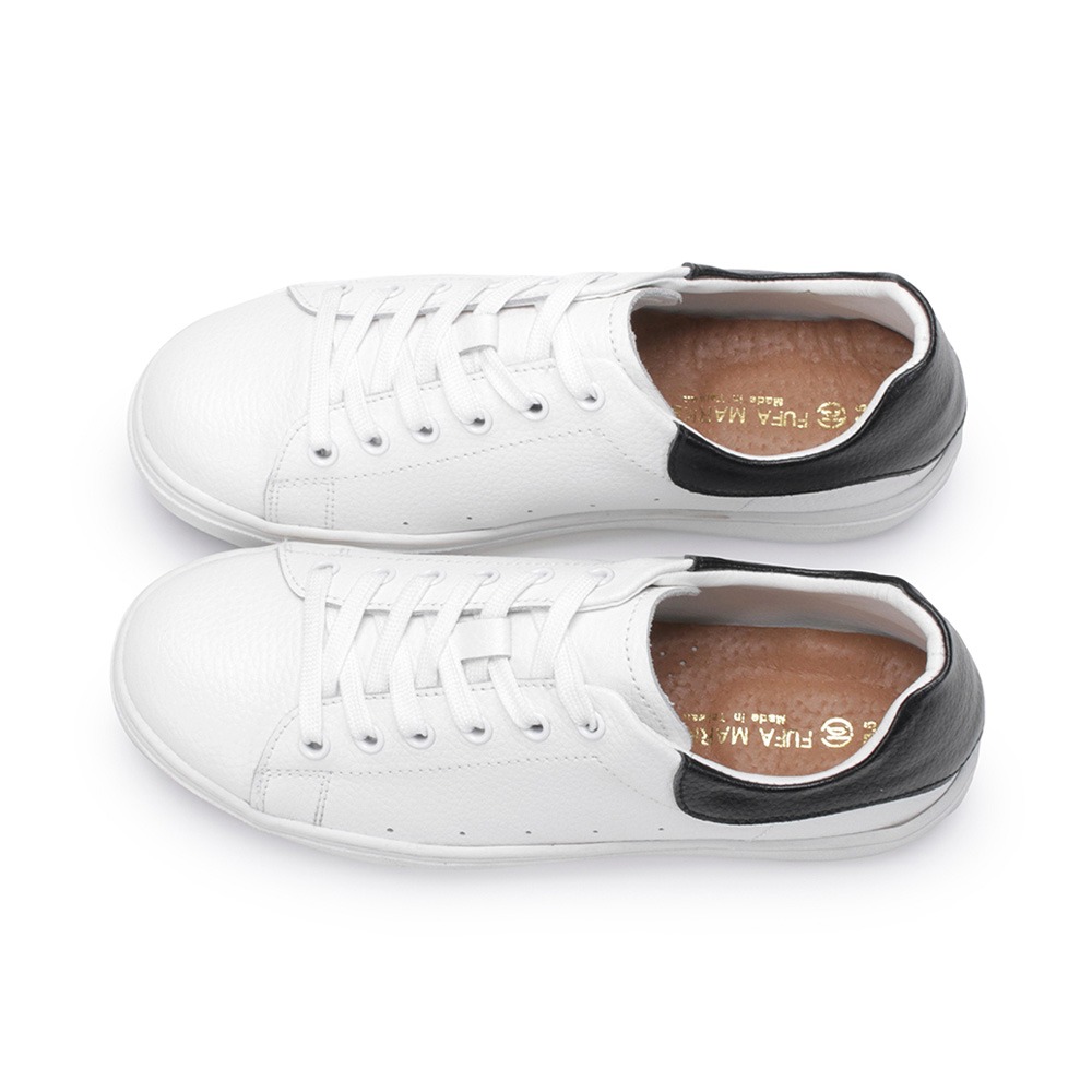 【富發牌】真皮拼接撞色男女休閒鞋-白 1DH001/2DH001 女鞋 男鞋 休閒鞋 小白鞋 真皮鞋 厚底鞋 富發-細節圖2