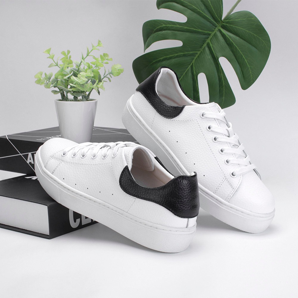 【富發牌】真皮拼接撞色男女休閒鞋-白 1DH001/2DH001 女鞋 男鞋 休閒鞋 小白鞋 真皮鞋 厚底鞋 富發-細節圖3