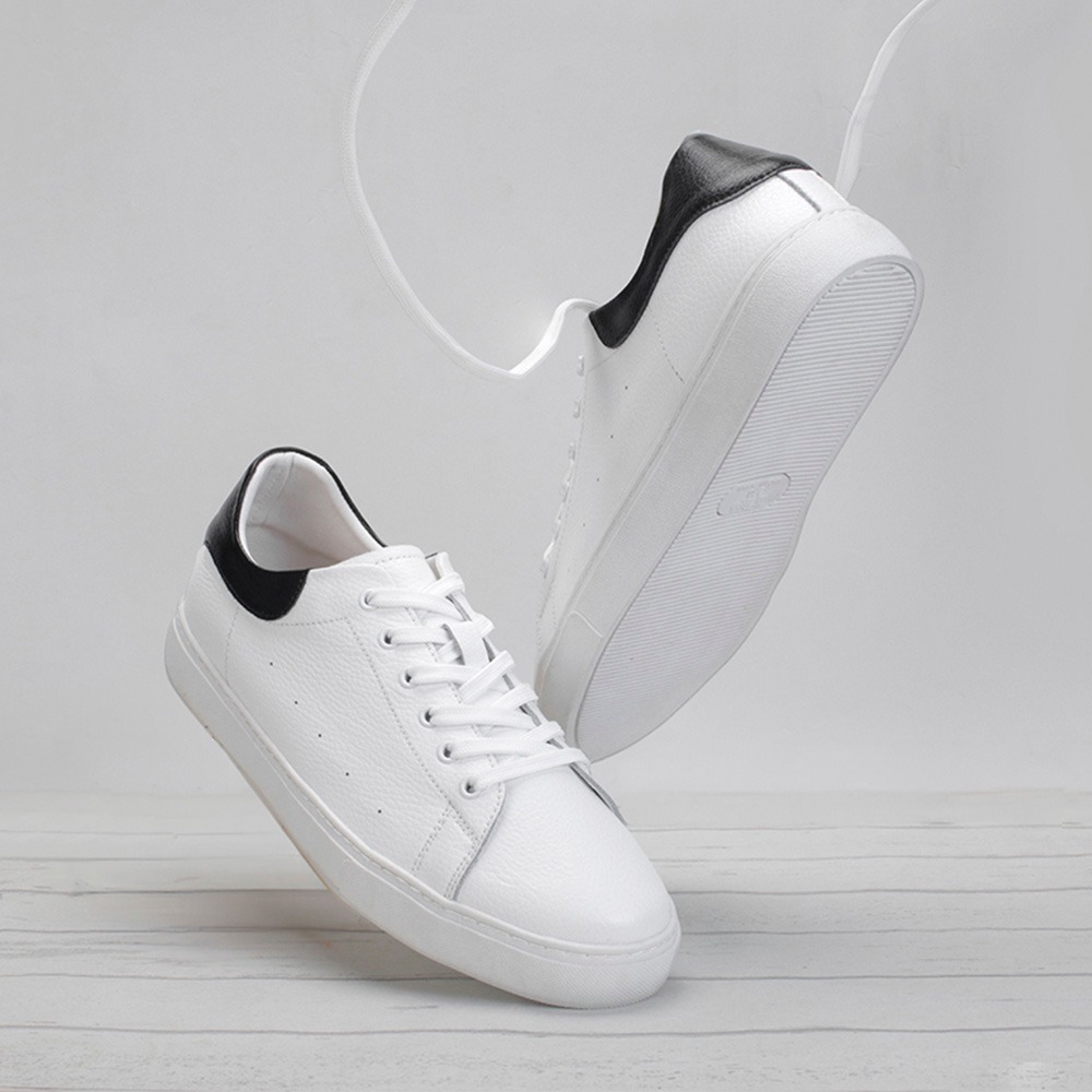 【富發牌】真皮拼接撞色男女休閒鞋-白 1DH001/2DH001 女鞋 男鞋 休閒鞋 小白鞋 真皮鞋 厚底鞋 富發-細節圖4