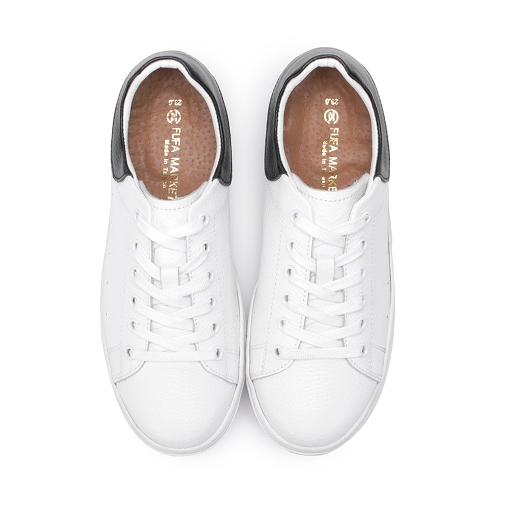 【富發牌】真皮拼接撞色男女休閒鞋-白 1DH001/2DH001 女鞋 男鞋 休閒鞋 小白鞋 真皮鞋 厚底鞋 富發-細節圖5