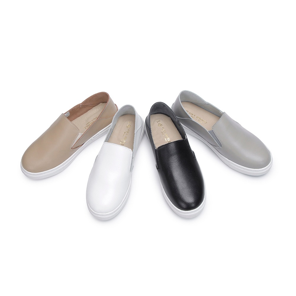 【富發牌】	真皮素色簡約懶人鞋-黑/白/灰/奶茶 8052L 女鞋 懶人鞋 真皮懶人鞋 真皮鞋 小白鞋 真皮小白鞋-細節圖9