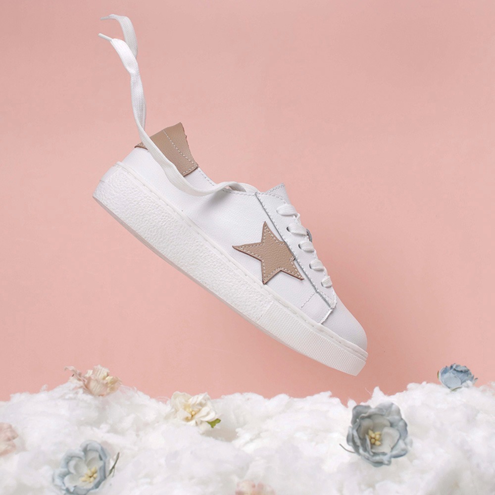 【富發牌】星星拼接真皮休閒鞋-黑/奶茶 8061L 女鞋 小白鞋 真皮鞋 休閒小白鞋 富發牌小白鞋 富發-細節圖3