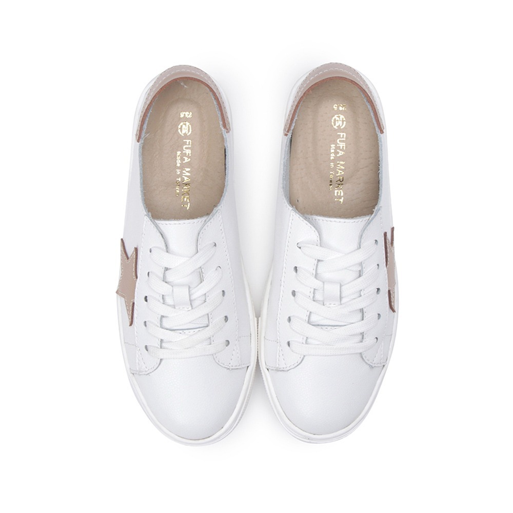 【富發牌】星星拼接真皮休閒鞋-黑/奶茶 8061L 女鞋 小白鞋 真皮鞋 休閒小白鞋 富發牌小白鞋 富發-細節圖8