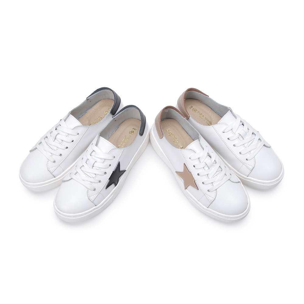 【富發牌】星星拼接真皮休閒鞋-黑/奶茶 8061L 女鞋 小白鞋 真皮鞋 休閒小白鞋 富發牌小白鞋 富發-細節圖9