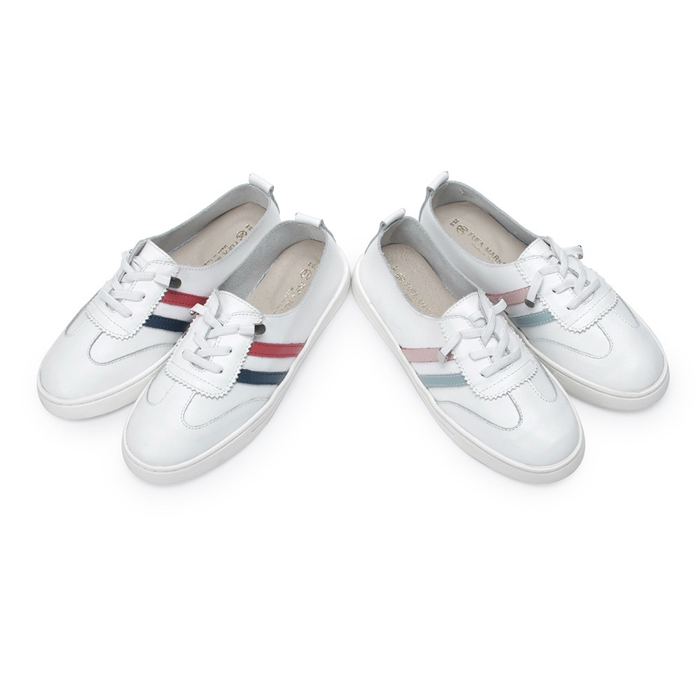 【富發牌】雙線撞色彈力鞋帶休閒鞋-紅藍/粉水藍 8066L 女鞋 小白鞋 真皮鞋 休閒小白鞋 富發牌小白鞋 富發-細節圖5