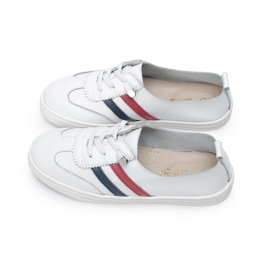 【富發牌】雙線撞色彈力鞋帶休閒鞋-紅藍/粉水藍 8066L 女鞋 小白鞋 真皮鞋 休閒小白鞋 富發牌小白鞋 富發-細節圖6