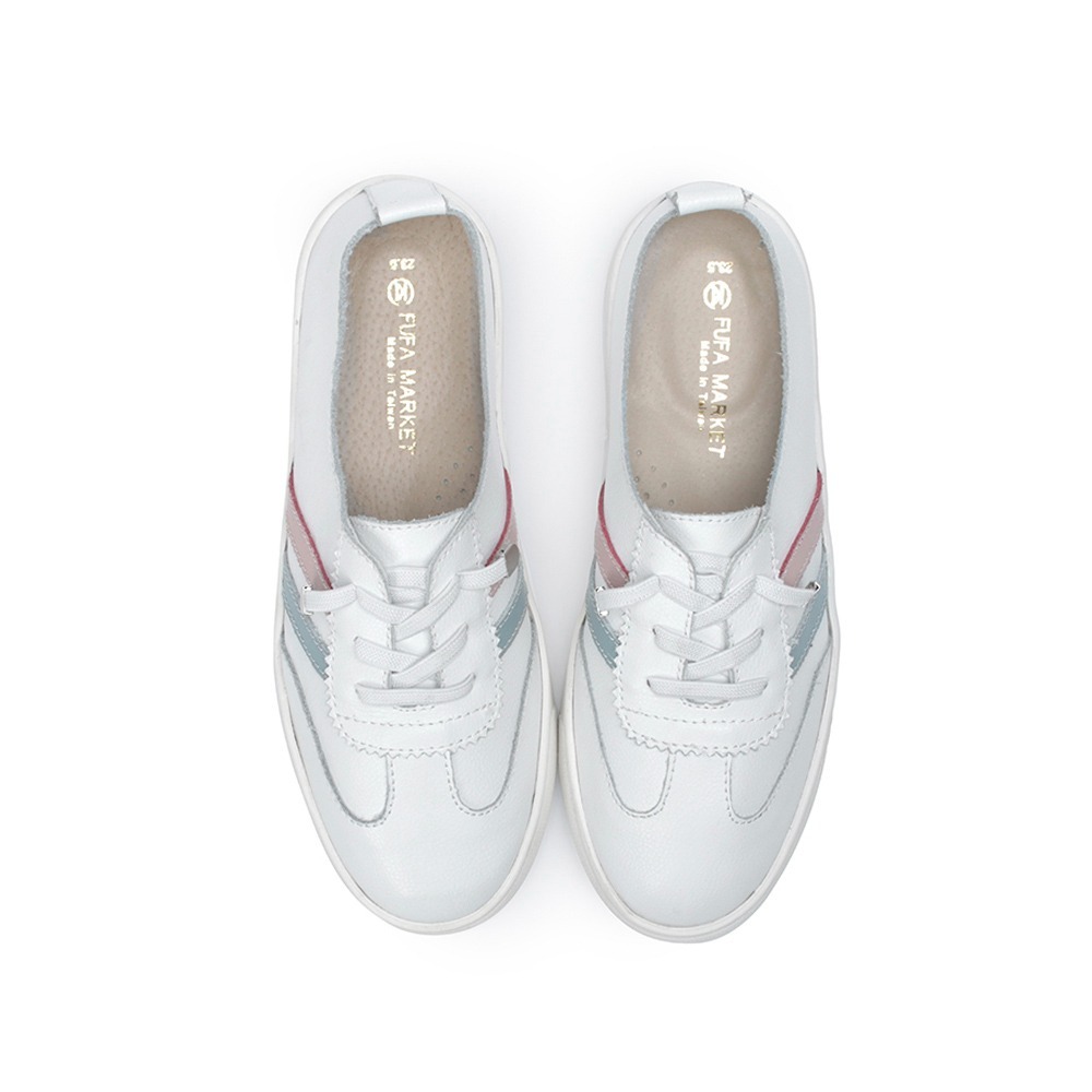 【富發牌】雙線撞色彈力鞋帶休閒鞋-紅藍/粉水藍 8066L 女鞋 小白鞋 真皮鞋 休閒小白鞋 富發牌小白鞋 富發-細節圖9