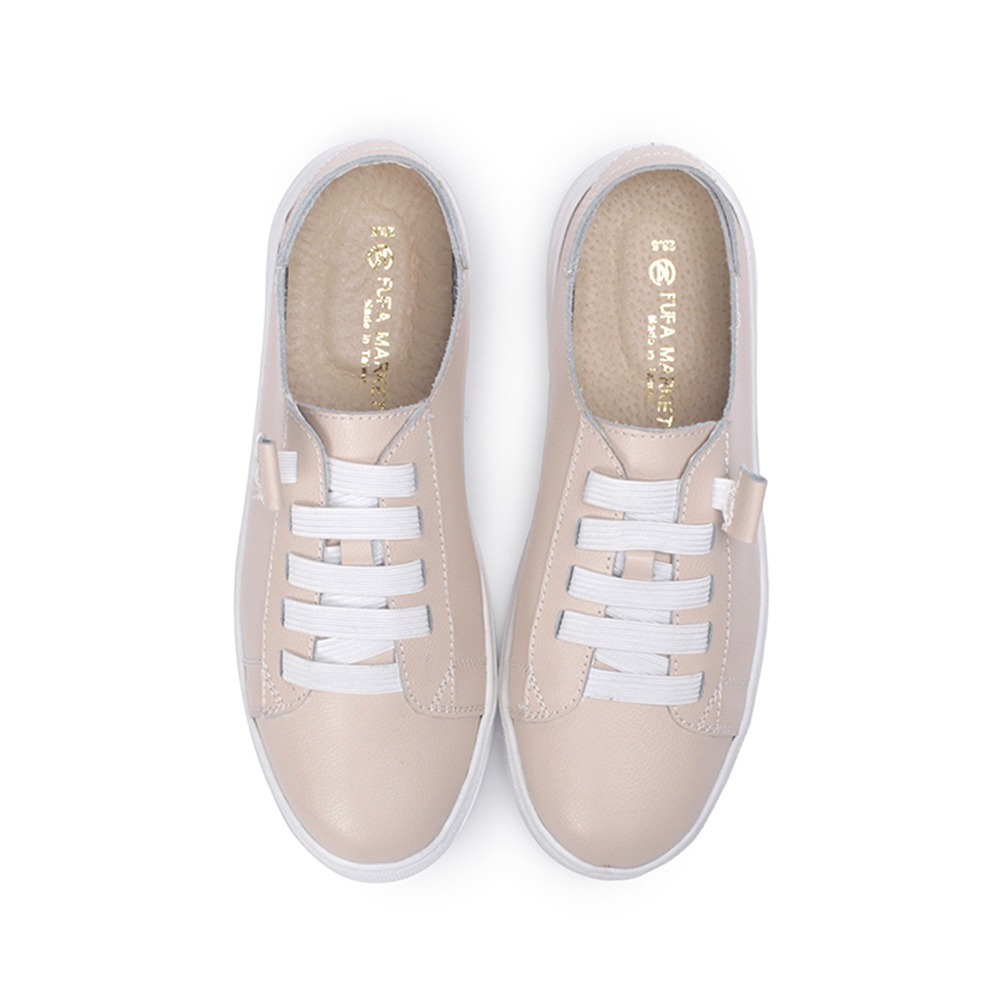 【富發牌】真皮鬆緊鞋帶休閒鞋-黑/米/灰 8071L 女鞋 休閒鞋 真皮鞋 真皮休閒鞋 富發牌休閒鞋 平底鞋 免綁鞋帶-細節圖9