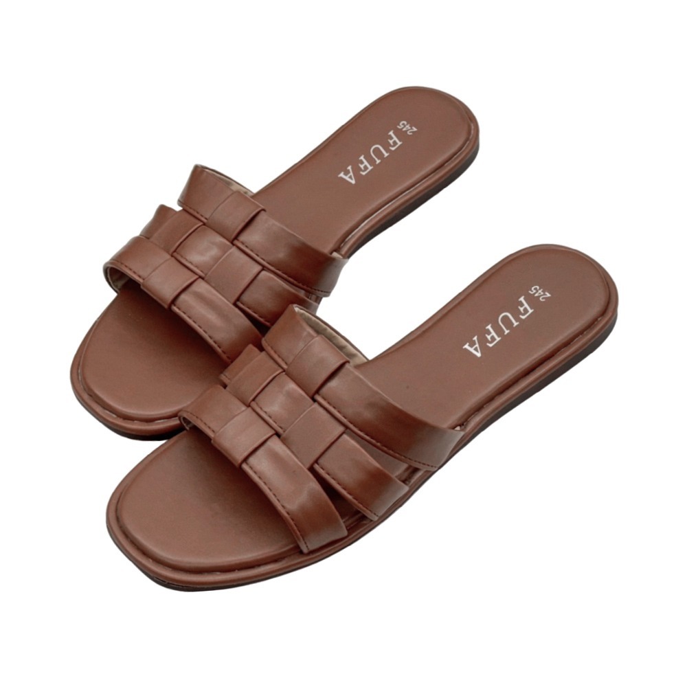 【富發牌】氣質編織平底拖鞋-黑/咖 1PLC029 女鞋 涼拖鞋 拖鞋 涼鞋 富發牌拖鞋 室外拖鞋 富發-細節圖4