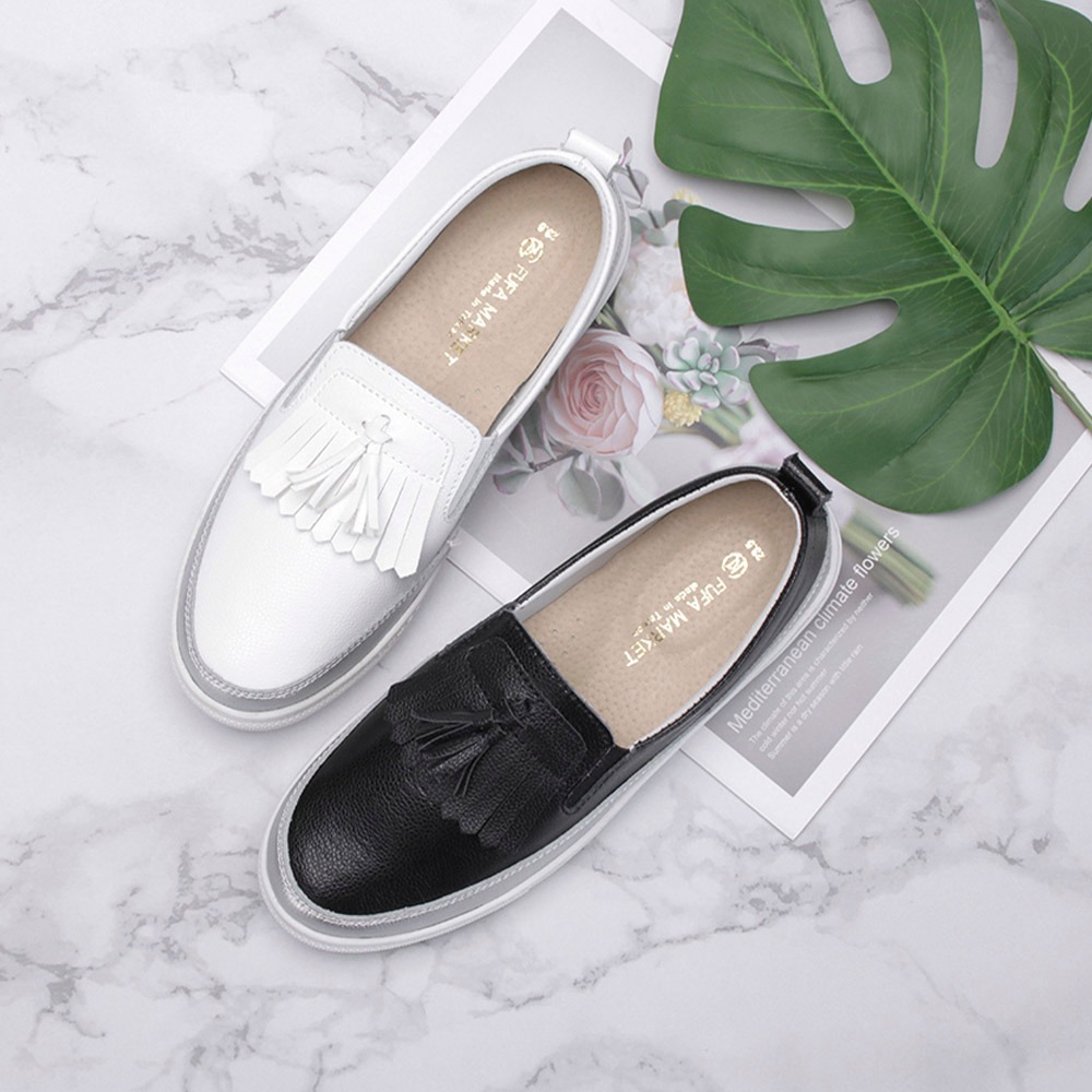 【富發牌】真皮流蘇綴飾懶人鞋 1DH003 真皮懶人鞋 懶人鞋 富發牌 休閒鞋 富發牌小白鞋 女鞋 懶人鞋女 小白鞋-細節圖8