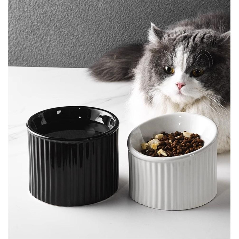 ❙ 𝙈𝙄𝙂𝙊宇宙 ❙ ✨寵物陶瓷食碗-平口黑/斜口白 ❙ 寵物餵食器 寵物食盆 寵物碗 貓碗 狗碗-細節圖3