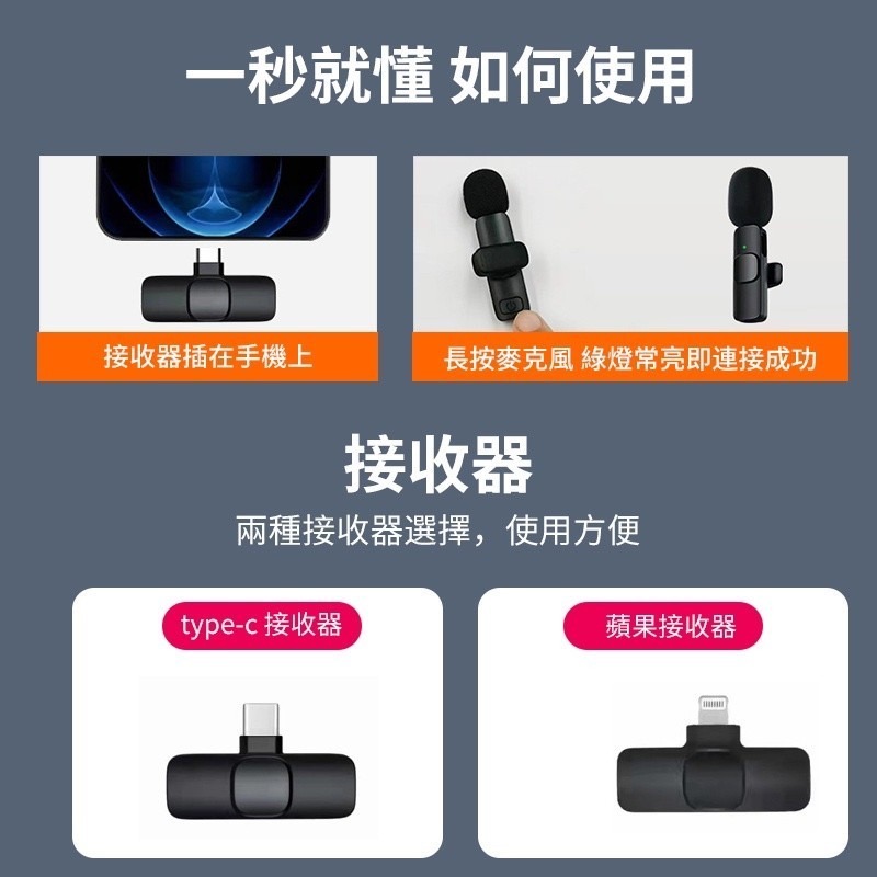 ⭐台灣現貨免運⭐直播麥克風 一對二領夾式麥克風 降噪話筒手機收音器錄音 Type-c/iphone接口 戶外錄視頻麥克風-細節圖6