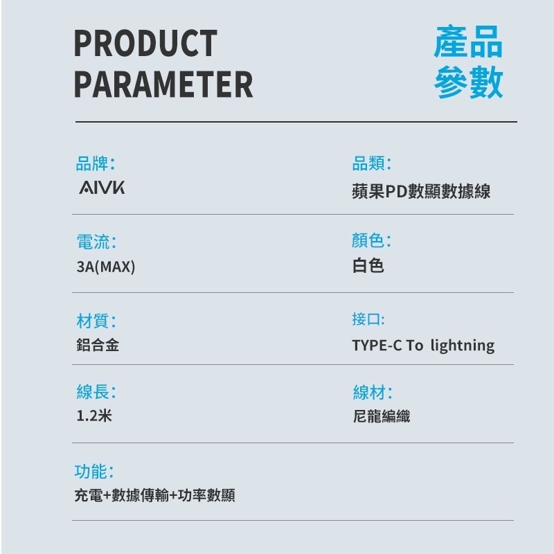 【台灣公司貨】Aivk數顯數據線 30W PD快充線 超級快充 傳輸線充電 線適用TYPE-C 蘋果 i12/i13-細節圖3