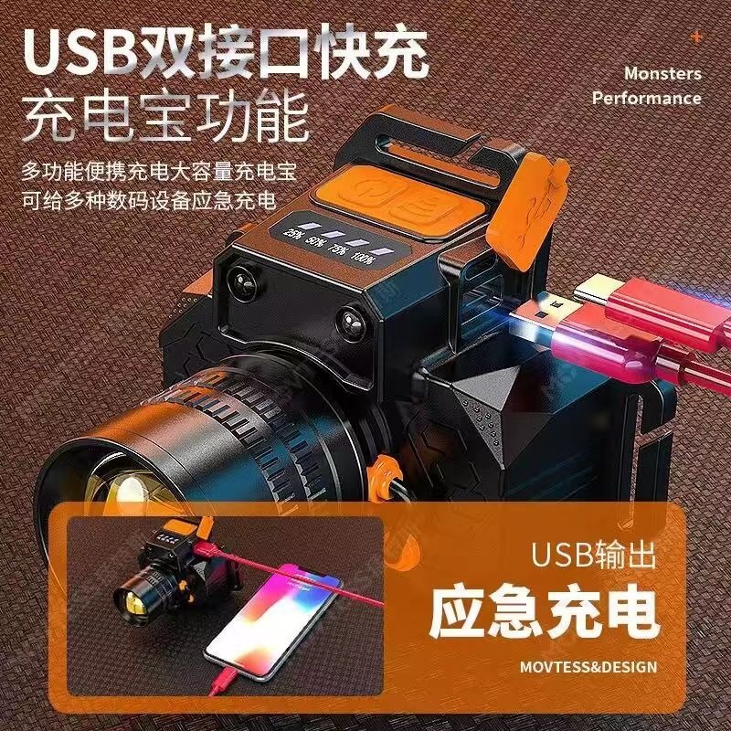 爆亮S9感應頭燈 強光頭燈 變焦頭燈 感應頭燈 充電頭燈 頭戴式頭燈 探照頭燈 強光LED頭燈 釣魚燈-細節圖2