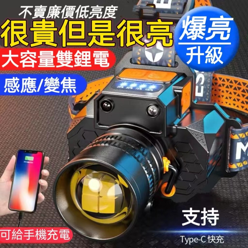 爆亮S9感應頭燈 強光頭燈 變焦頭燈 感應頭燈 充電頭燈 頭戴式頭燈 探照頭燈 強光LED頭燈 釣魚燈-細節圖4