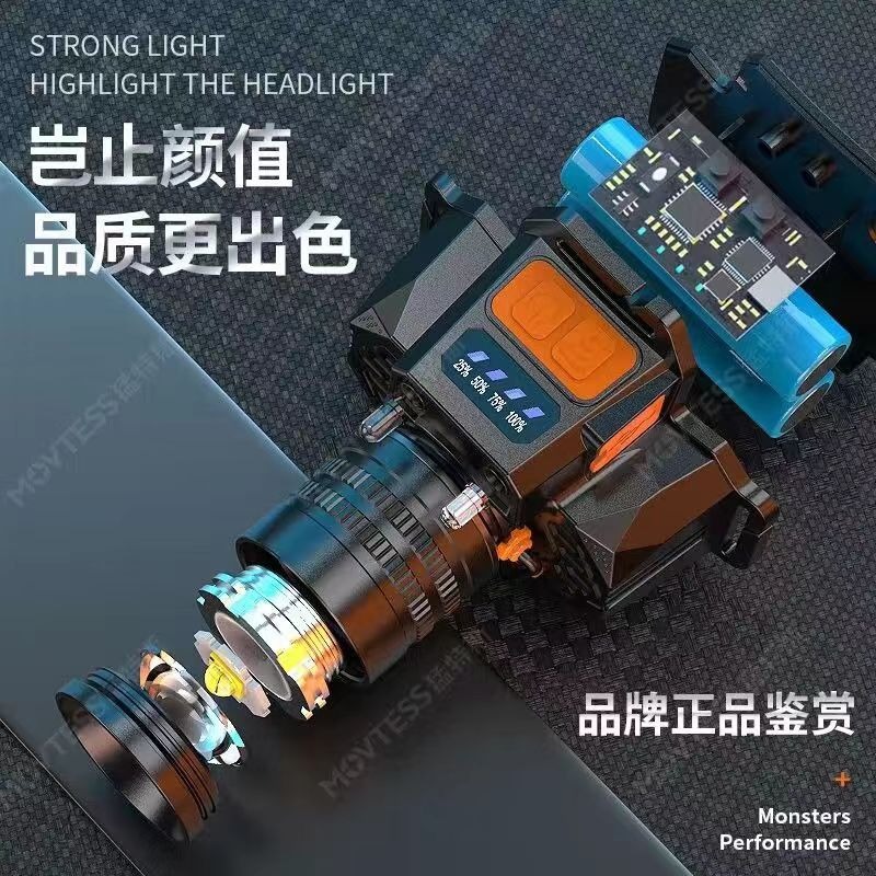 爆亮S9感應頭燈 強光頭燈 變焦頭燈 感應頭燈 充電頭燈 頭戴式頭燈 探照頭燈 強光LED頭燈 釣魚燈-細節圖7