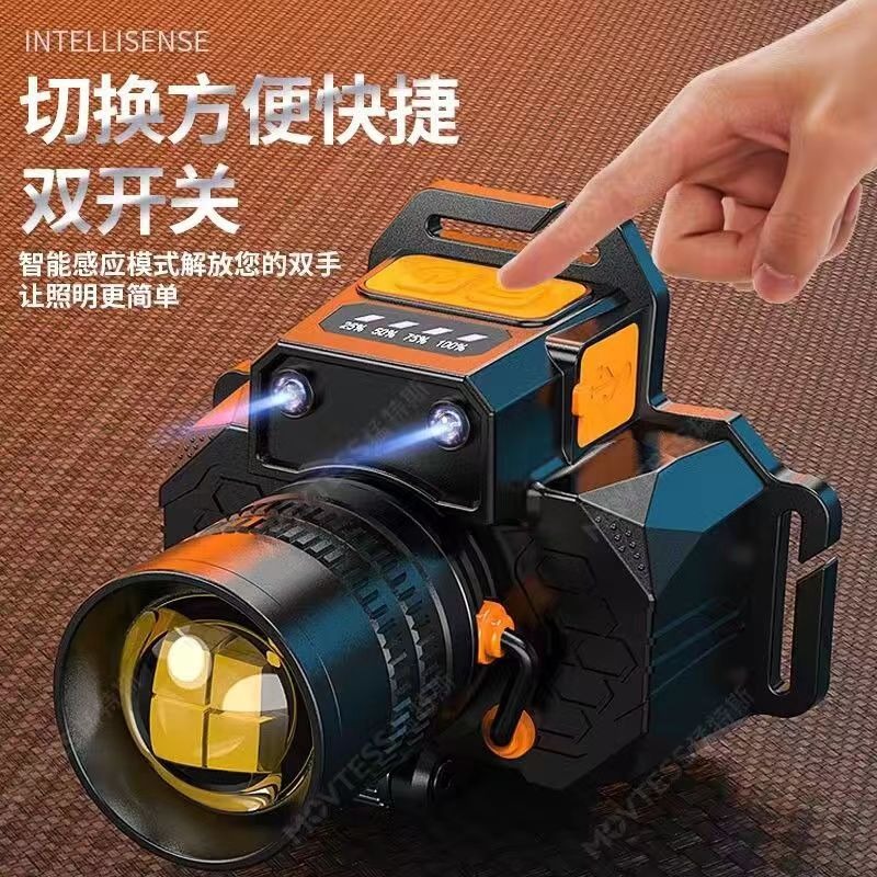 爆亮S9感應頭燈 強光頭燈 變焦頭燈 感應頭燈 充電頭燈 頭戴式頭燈 探照頭燈 強光LED頭燈 釣魚燈-細節圖8