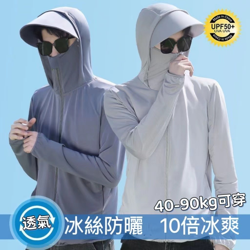 男女同款】冰絲防曬衣 防曬外套 防紫外線防曬衣 連帽防曬衣 超薄防曬衣 涼感外套 透氣遮臉戶外騎車防曬外套-細節圖2