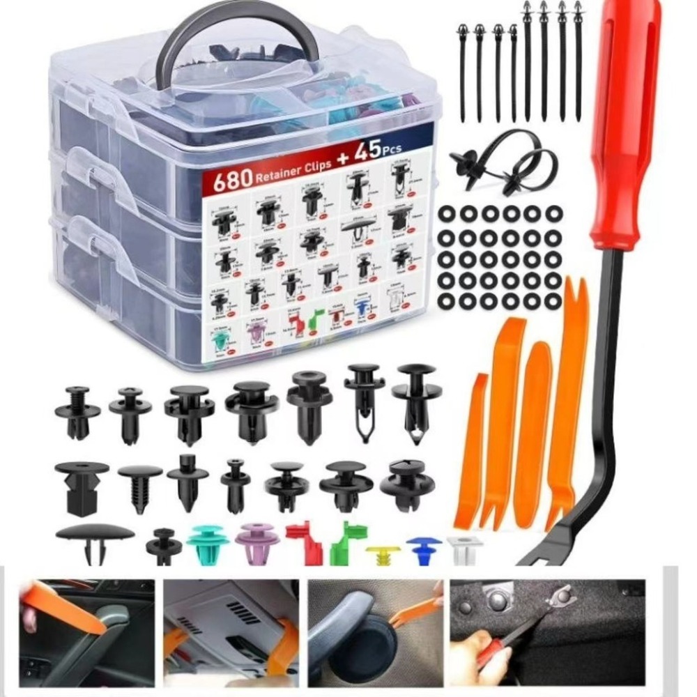 725Pcs汽車鈕扣螺絲 車用卡扣膠釘 內飾板扣 前後保險卡扣螺絲 內飾板塑膠扣 汽車固定夾 保險桿塑膠扣-規格圖9