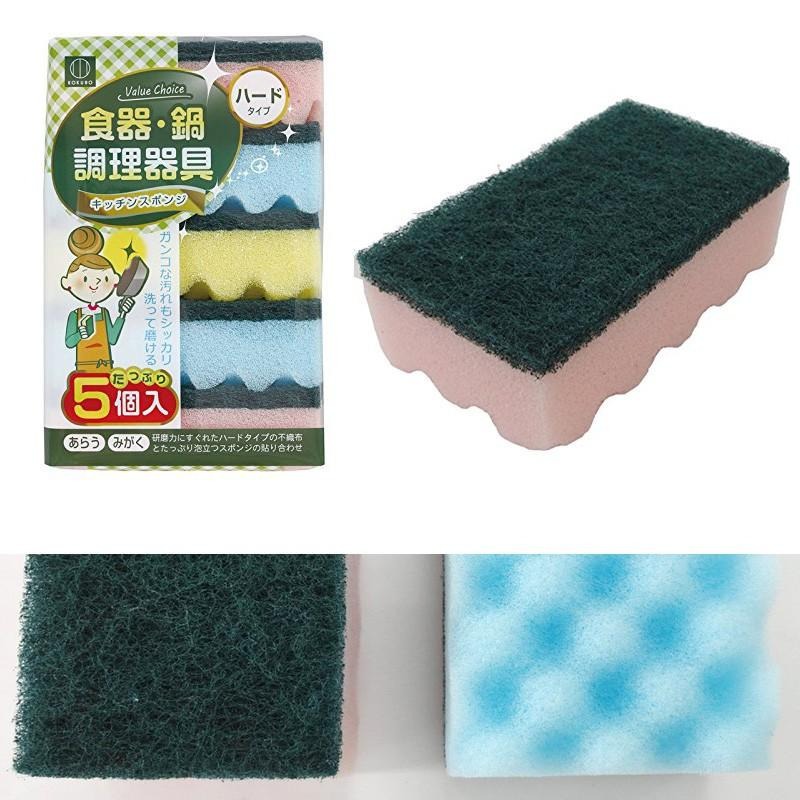 日本小久保 廚房餐具用 清潔海綿 (硬式) 5入組 菜瓜布 廚房海綿 洗碗 阿志小舖-細節圖2