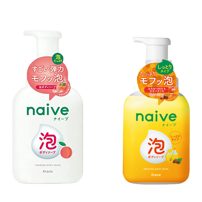 日本 Kracie Naïve 泡泡保濕沐浴乳 500ml 保濕桃葉/ 清甜蜜香-細節圖2