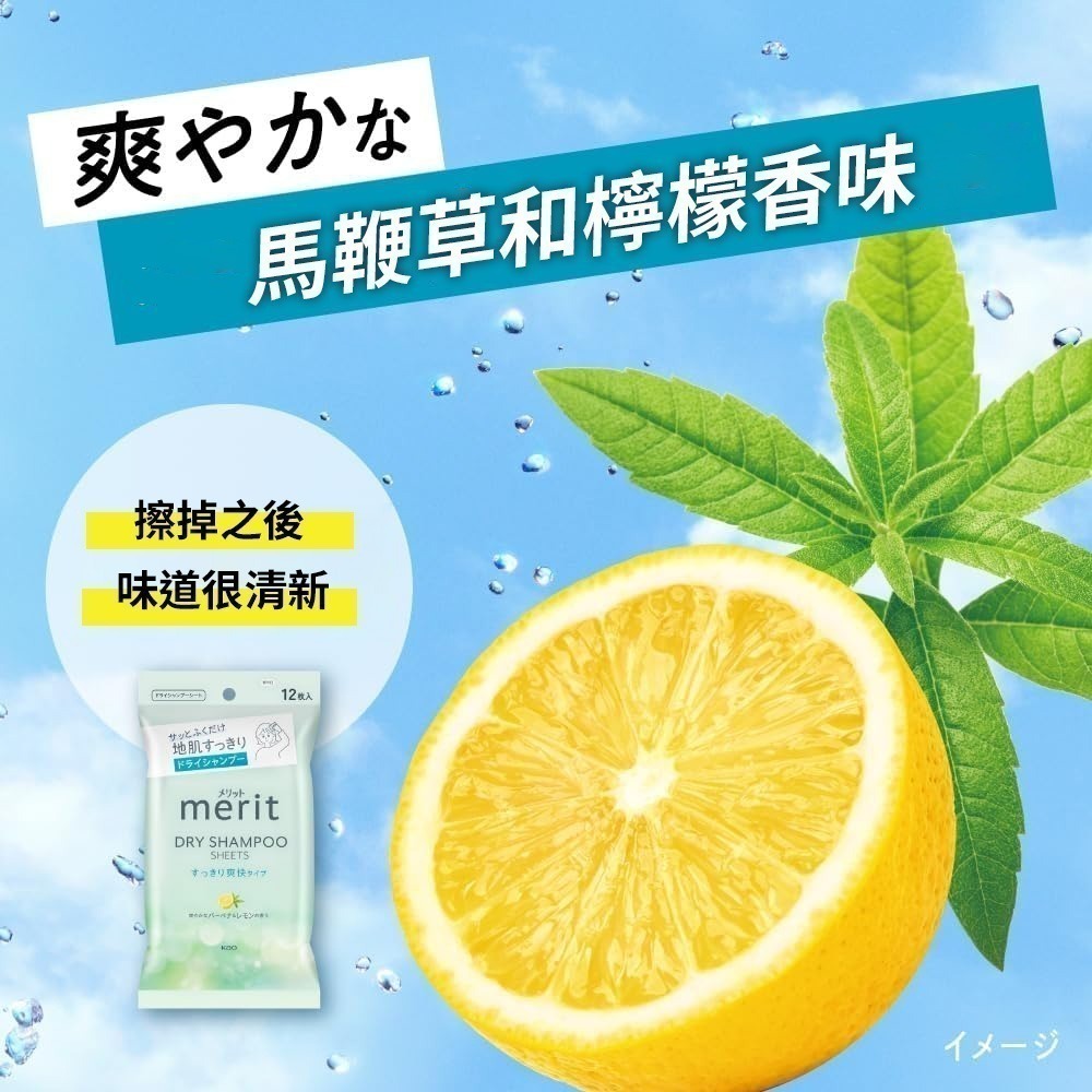 【限時購】花王Kao merit 乾洗髮濕紙巾 12枚 懶人必備  涼爽感 懶人必備 4包組-細節圖3