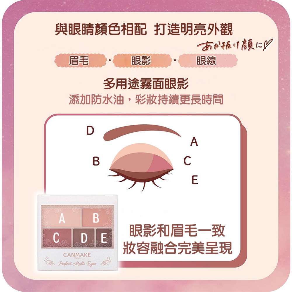 日本 CANMAKE 完美霧面眉影盤 眼影 臥蠶 眼線筆 05杏仁摩卡-細節圖5