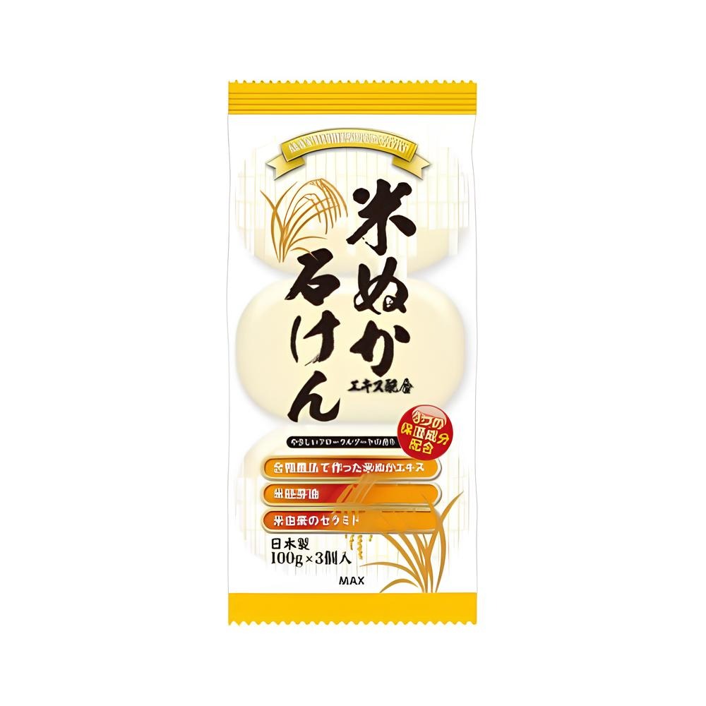 日本 MAX 石鹼體香皂 (100gX3入) 消臭 米糠 備長炭 肥皂 沐浴皂 清潔身體-規格圖3