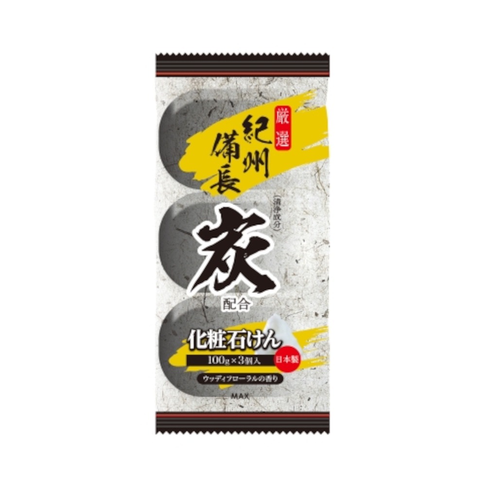 日本 MAX 石鹼體香皂 (100gX3入) 消臭 米糠 備長炭 肥皂 沐浴皂 清潔身體-規格圖3