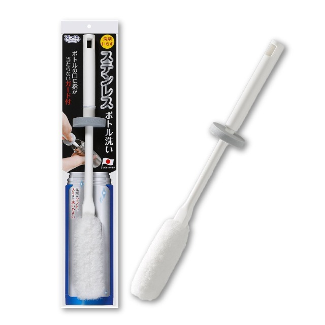 【限時購】日本 SANKO 不鏽鋼瓶專用纖維式清潔刷(免用清潔劑) 免清潔劑 清潔刷 瓶刷 杯刷 免洗劑-規格圖1
