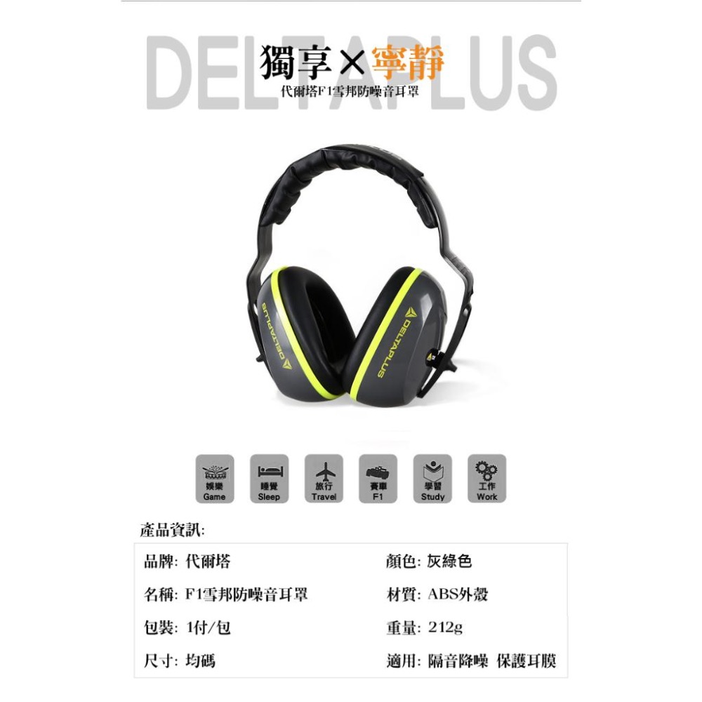 附發票 代爾塔DELTAPLUS 防噪音耳罩 隔音降噪 工作 學習 SNR26-細節圖4