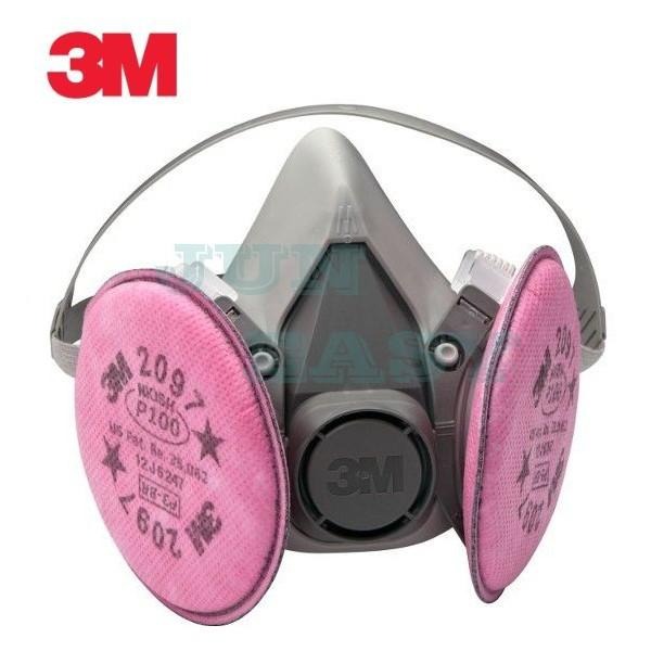 3M 6200防毒面具+2097 P100 有機氣體異味防塵濾棉 防塵套裝組 《JUN EASY》-細節圖2