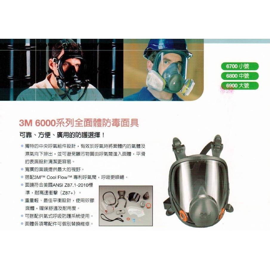 3M 6800防毒面具美國製+3M6006綜合氣體濾罐 + 3M5N11濾棉+ 3M501濾蓋 七件組-細節圖2