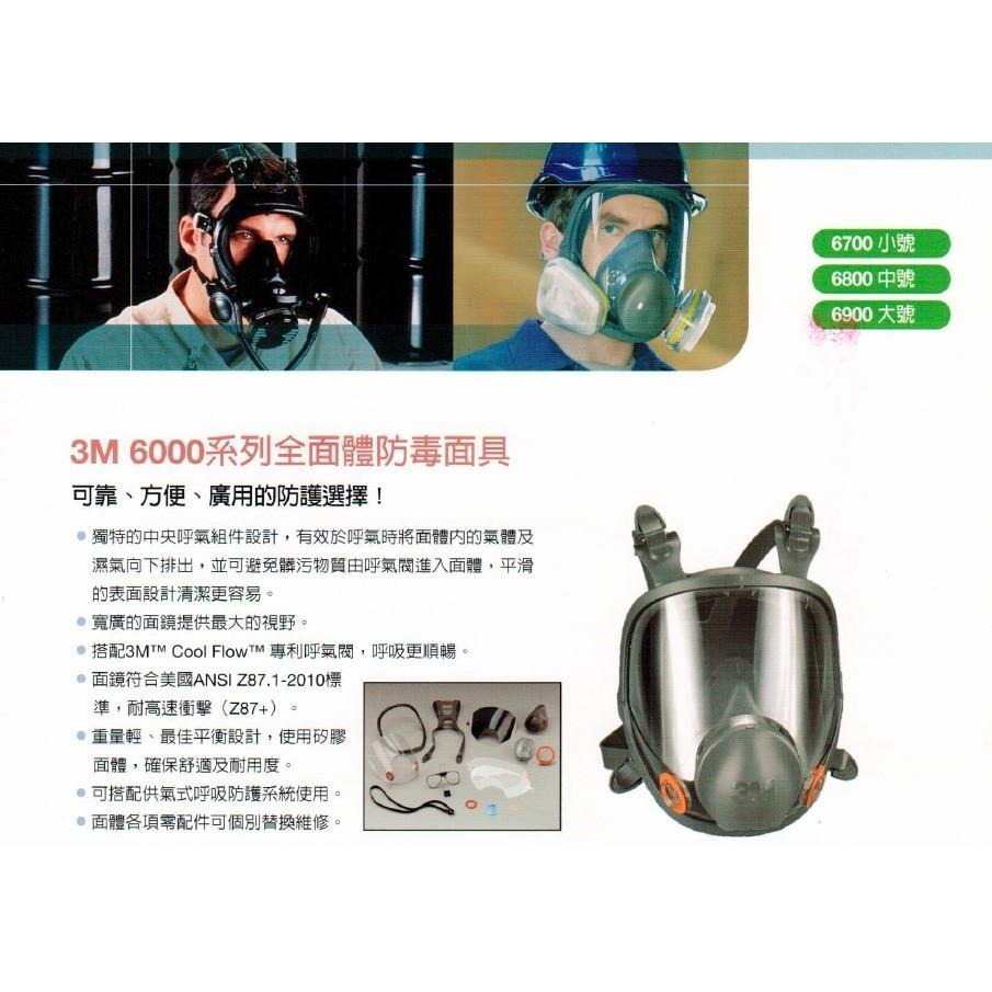 3M 6800防毒面具美國製 +3M6003有機酸性濾罐 +3M5N11濾棉+ 3M501濾蓋 七件組-細節圖2