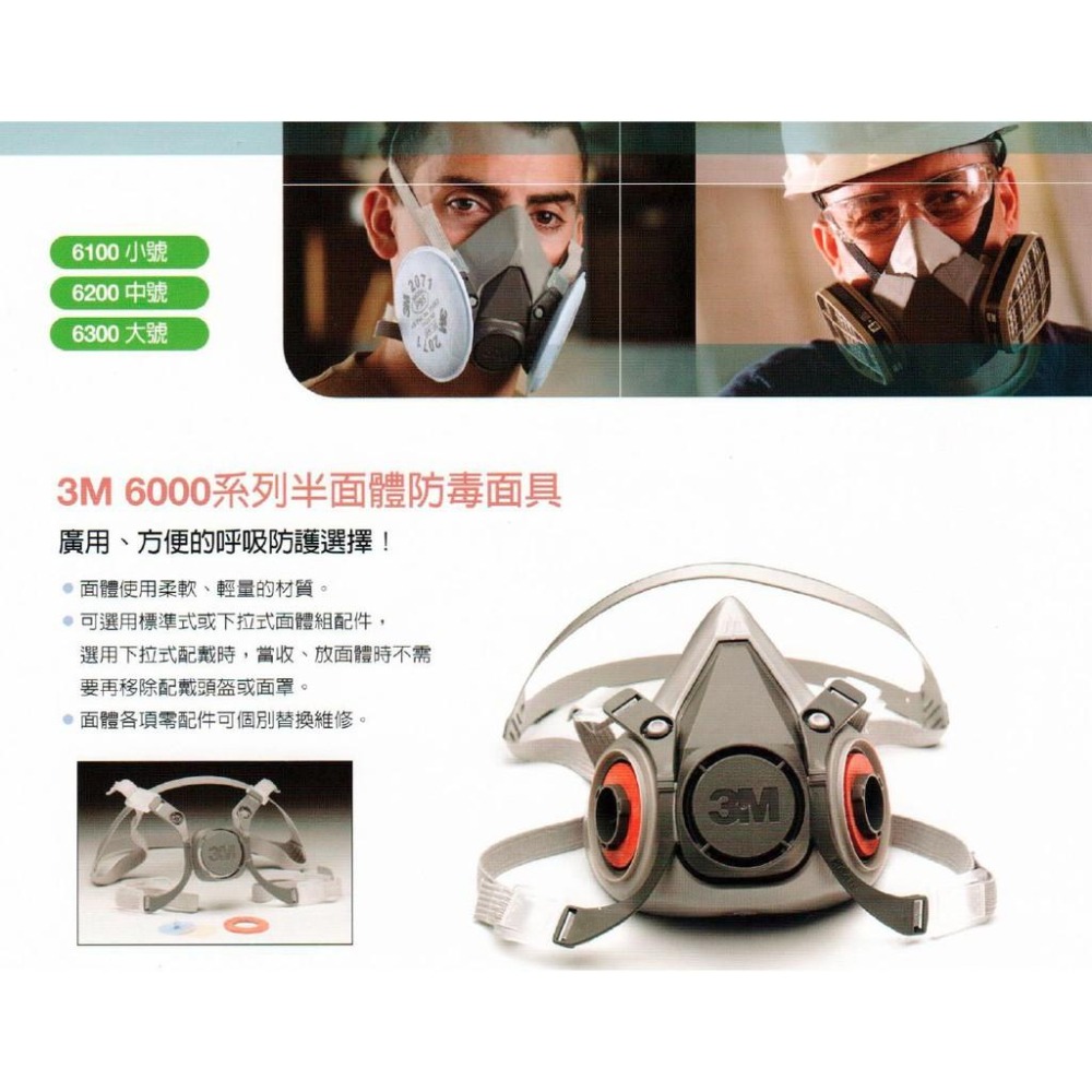 3M 6200半面雙罐式防毒面具 防毒面罩 呼吸防護 波蘭製 《JUN EASY》-細節圖3