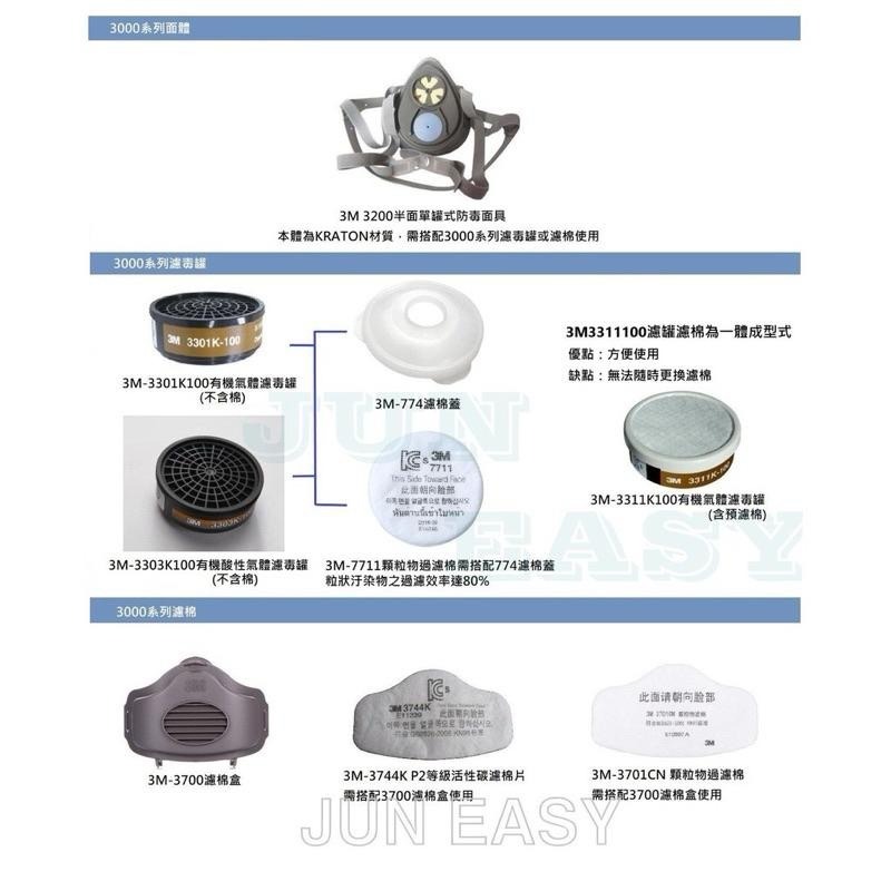 附發票 3M 3200防毒面具搭配3301K-100有機氣體濾毒罐 噴漆 烤漆適用《JUN EASY》-細節圖3