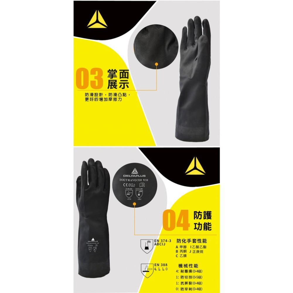 代爾塔 高性能氯丁防化手套 耐酸鹼 耐油手套 石油冶煉 化學加工 38公分 《JUN EASY》-細節圖5