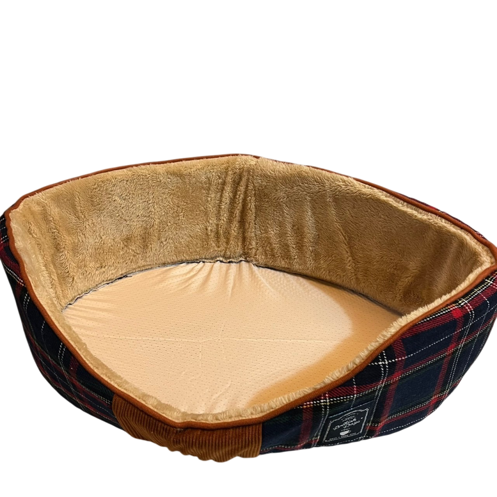 ❮全新❯ Dogfeet 暖呼呼圓型冬床 經典紅格紋 寵物床 狗床 貓床 耐髒耐磨 不易沾灰塵 布料耐受度高更耐磨-細節圖2
