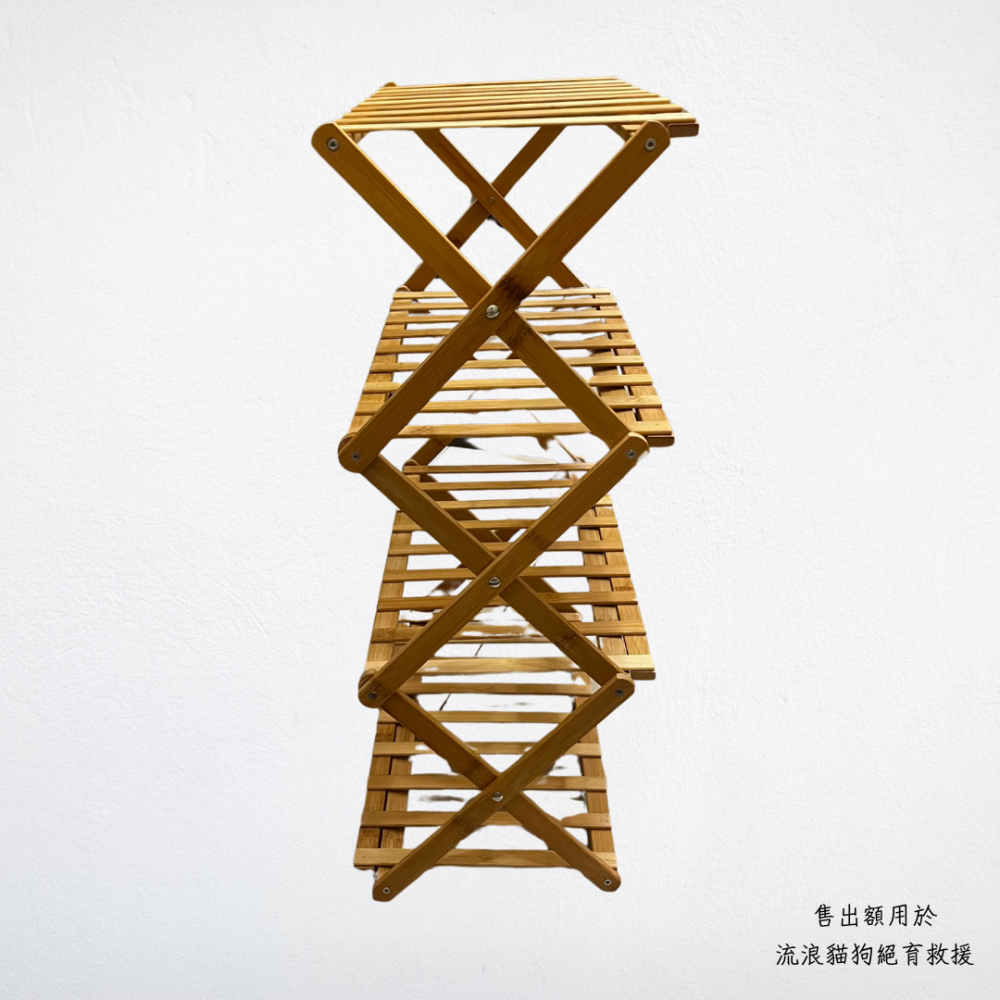 ❮二手❯ Chill Outdoor 免安裝 竹製折疊 4層置物架 竹製置物架 收納架 五層架 收納層架 露營-細節圖2