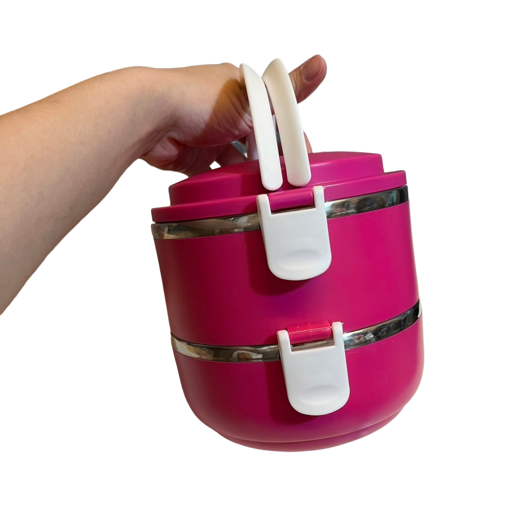 ❮全新❯ 義大利 FRANCASINO 弗南希諾 圓形兩層隔熱餐盒 保鮮盒 便當盒 保溫 保冷 露營野餐盒-細節圖6