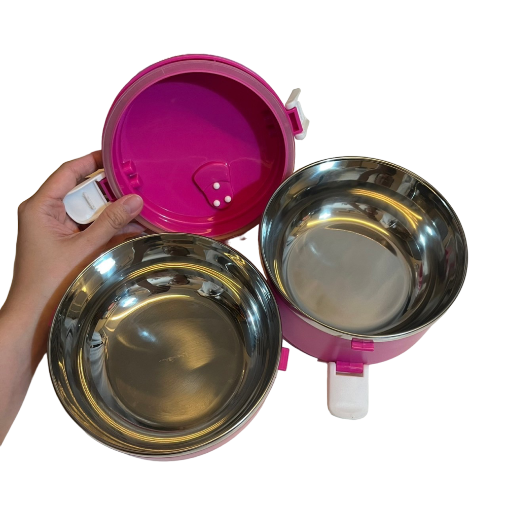 ❮全新❯ 義大利 FRANCASINO 弗南希諾 圓形兩層隔熱餐盒 保鮮盒 便當盒 保溫 保冷 露營野餐盒-細節圖9