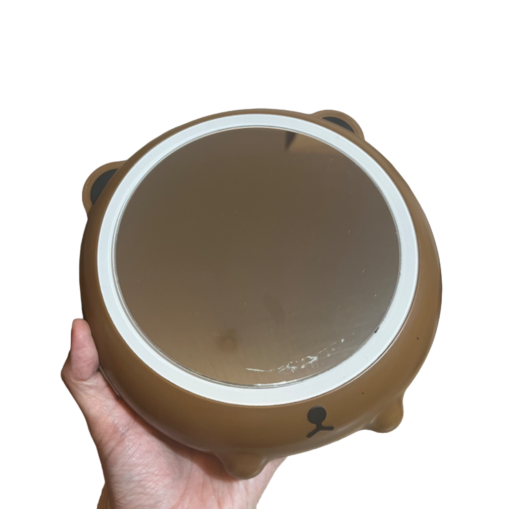 ❮二手❯ 森林萌熊 LED補光化妝鏡 鏡子角度可隨心自由調整 內建自然光線美妝補光燈 可愛美觀適合當傢飾擺放-細節圖8