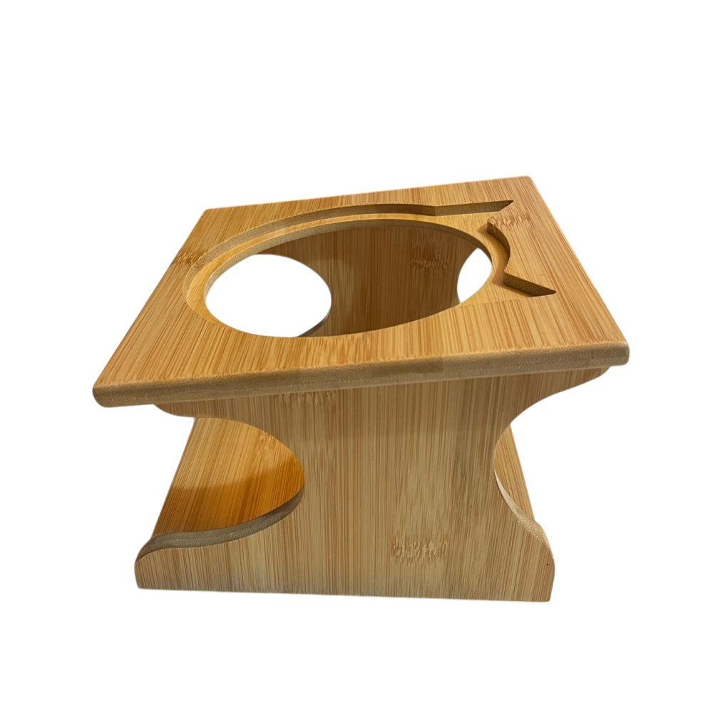 ❮二手❯ 日本 Limmby 寵物碗架 符合人體工學的陶瓷寵物食盆 帶有竹製框架 貓碗架 加高餵食碗 容量 250ml-細節圖2