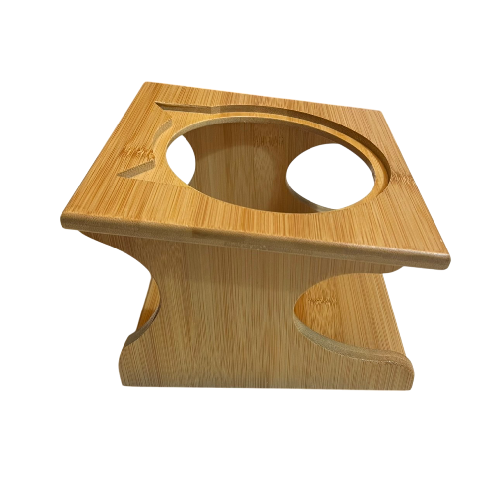 ❮二手❯ 日本 Limmby 寵物碗架 符合人體工學的陶瓷寵物食盆 帶有竹製框架 貓碗架 加高餵食碗 容量 250ml-細節圖4